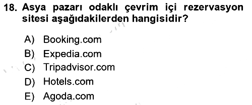 Seyahat Acentacılığı ve Tur Operatörlüğü 2021-2022 Dönem Sonu Sınavı - 18. soru