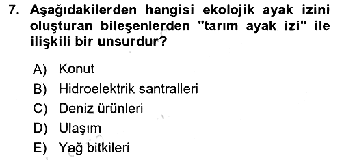 Sürdürülebilir Turizm 2021-2022 Ara Sınav - 7. soru