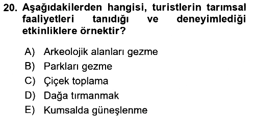 Sürdürülebilir Turizm 2021-2022 Ara Sınav - 20. soru