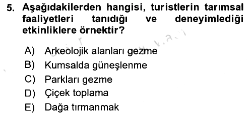 Sürdürülebilir Turizm 2023-2024 Ara Sınav - 5. soru