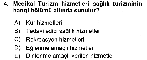 Termal ve Spa Hizmetleri 2016-2017 Ara Sınav - 4. soru