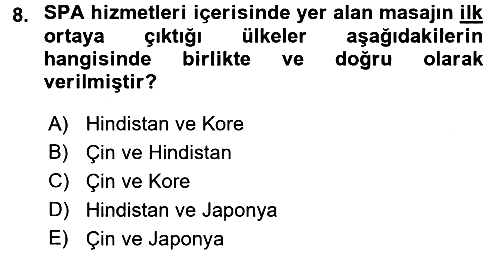 Termal ve Spa Hizmetleri 2016-2017 Ara Sınav - 8. soru