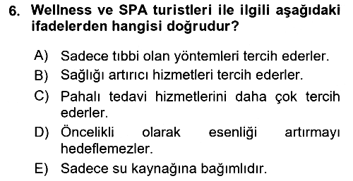 Termal ve Spa Hizmetleri 2018-2019 Ara Sınav - 6. soru