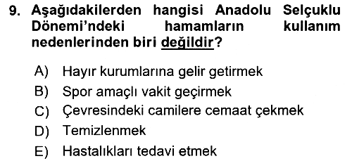 Termal ve Spa Hizmetleri 2018-2019 Ara Sınav - 9. soru
