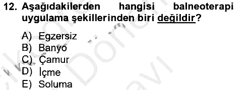 Termal ve Spa Hizmetleri 2012-2013 Dönem Sonu Sınavı - 12. soru