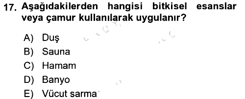 Termal ve Spa Hizmetleri 2015-2016 Dönem Sonu Sınavı - 17. soru