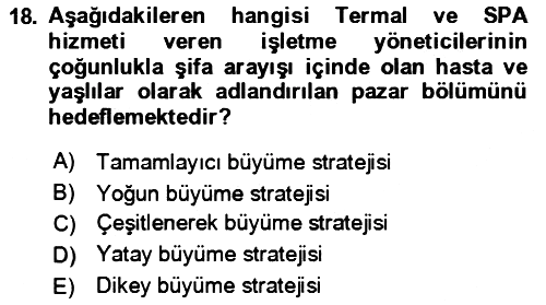 Termal ve Spa Hizmetleri 2021-2022 Dönem Sonu Sınavı - 18. soru