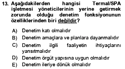 Termal ve Spa Hizmetleri 2021-2022 Yaz Okulu Sınavı - 13. soru
