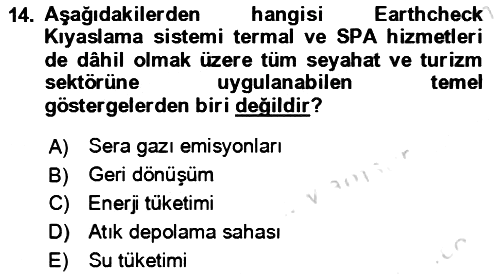 Termal ve Spa Hizmetleri 2022-2023 Yaz Okulu Sınavı - 14. soru