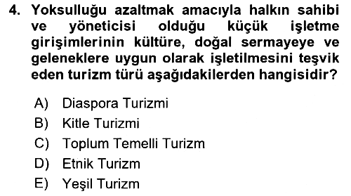 Toplum Temelli Turizm 2021-2022 Ara Sınav - 4. soru