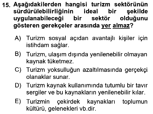 Toplum Temelli Turizm 2021-2022 Ara Sınav - 15. soru