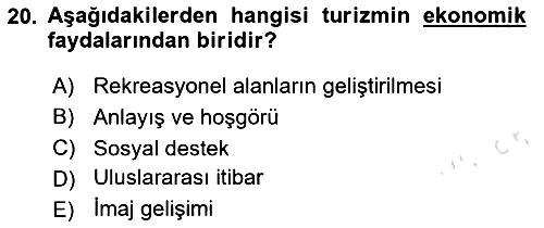 Toplum Temelli Turizm 2023-2024 Ara Sınav - 20. soru