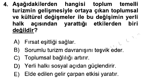 Toplum Temelli Turizm 2021-2022 Dönem Sonu Sınavı - 4. soru