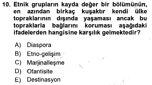 Toplum Temelli Turizm 2021-2022 Dönem Sonu Sınavı - 10. soru