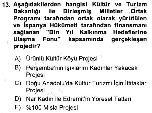 Toplum Temelli Turizm 2021-2022 Dönem Sonu Sınavı - 13. soru