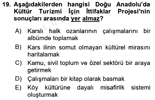 Toplum Temelli Turizm 2023-2024 Dönem Sonu Sınavı - 19. soru