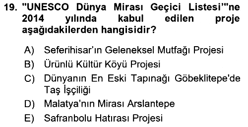 Toplum Temelli Turizm 2022-2023 Yaz Okulu Sınavı - 19. soru