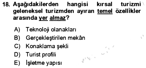 Toplum Temelli Turizm 2023-2024 Yaz Okulu Sınavı - 18. soru