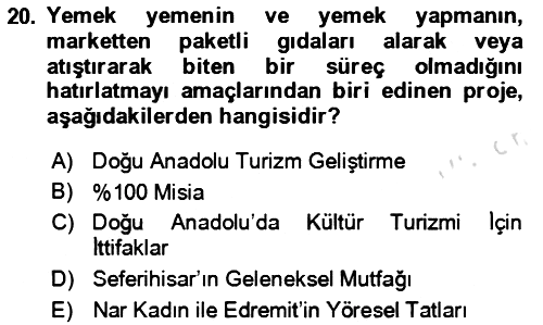 Toplum Temelli Turizm 2023-2024 Yaz Okulu Sınavı - 20. soru