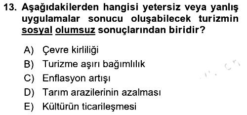 Toplum Temelli Turizm 2024-2025 Yaz Okulu Sınavı - 13. soru