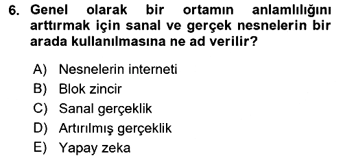 Turizm Bilgi Teknolojileri 2021-2022 Dönem Sonu Sınavı - 6. soru