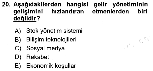 Turizm Bilgi Teknolojileri 2023-2024 Dönem Sonu Sınavı - 20. soru