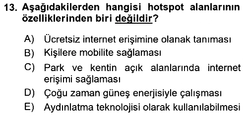 Turizm Bilgi Teknolojileri 2020-2021 Yaz Okulu Sınavı - 13. soru