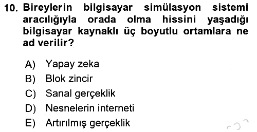 Turizm Bilgi Teknolojileri 2021-2022 Yaz Okulu Sınavı - 10. soru