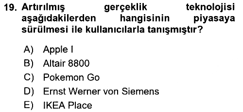 Turizm Bilgi Teknolojileri 2022-2023 Yaz Okulu Sınavı - 19. soru