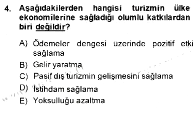 Turizm Ekonomisi 2014-2015 Ara Sınav - 4. soru