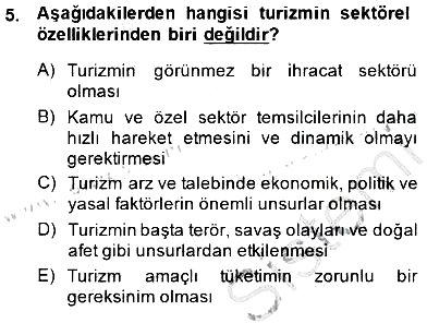 Turizm Ekonomisi 2014-2015 Ara Sınav - 5. soru