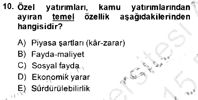 Turizm Ekonomisi 2014-2015 Ara Sınav - 10. soru