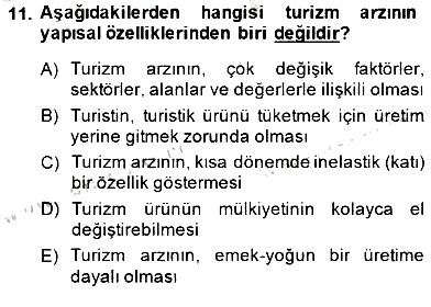 Turizm Ekonomisi 2014-2015 Ara Sınav - 11. soru