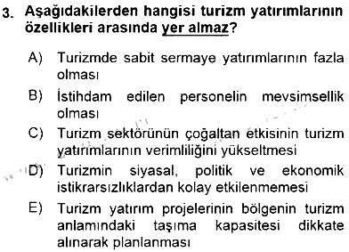Turizm Ekonomisi 2015-2016 Ara Sınav - 3. soru