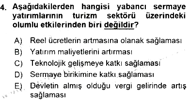 Turizm Ekonomisi 2015-2016 Ara Sınav - 4. soru