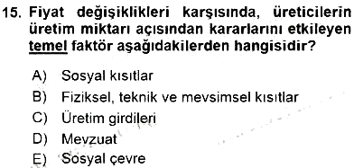 Turizm Ekonomisi 2015-2016 Ara Sınav - 15. soru