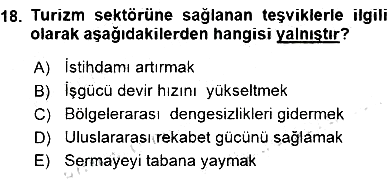 Turizm Ekonomisi 2015-2016 Ara Sınav - 18. soru