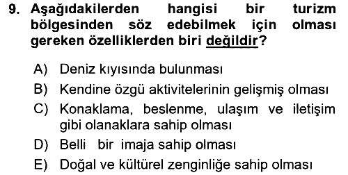 Turizm Ekonomisi 2016-2017 Ara Sınav - 9. soru