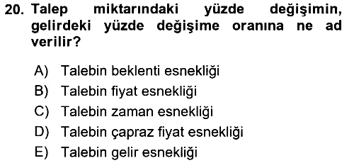 Turizm Ekonomisi 2016-2017 Ara Sınav - 20. soru
