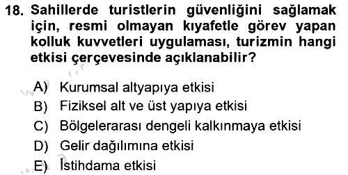 Turizm Ekonomisi 2021-2022 Ara Sınav - 18. soru