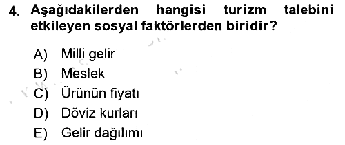Turizm Ekonomisi 2023-2024 Ara Sınav - 4. soru