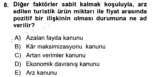 Turizm Ekonomisi 2023-2024 Ara Sınav - 8. soru