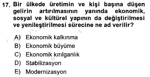 Turizm Ekonomisi 2023-2024 Ara Sınav - 17. soru