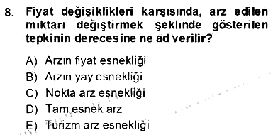 Turizm Ekonomisi 2013-2014 Dönem Sonu Sınavı - 8. soru