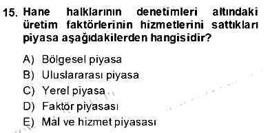 Turizm Ekonomisi 2013-2014 Dönem Sonu Sınavı - 15. soru