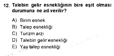 Turizm Ekonomisi 2014-2015 Dönem Sonu Sınavı - 12. soru