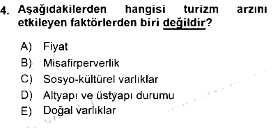 Turizm Ekonomisi 2015-2016 Dönem Sonu Sınavı - 4. soru