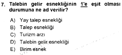 Turizm Ekonomisi 2015-2016 Dönem Sonu Sınavı - 7. soru