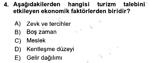 Turizm Ekonomisi 2021-2022 Dönem Sonu Sınavı - 4. soru