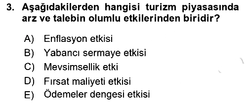 Turizm Ekonomisi 2020-2021 Yaz Okulu Sınavı - 3. soru